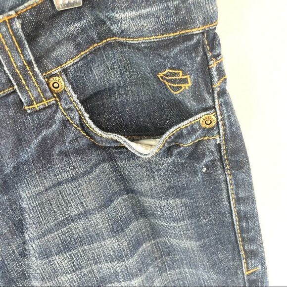 Harley Davidson blue jeans denim pants 10 long EUC bootcut low rise - Picture 3 of 16